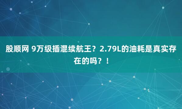 股顺网 9万级插混续航王？2.79L的油耗是真实存在的吗？！