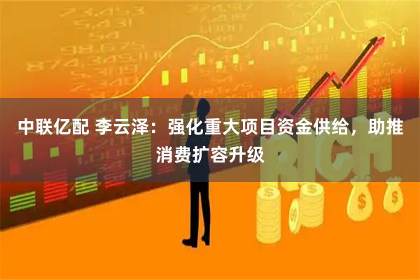 中联亿配 李云泽：强化重大项目资金供给，助推消费扩容升级